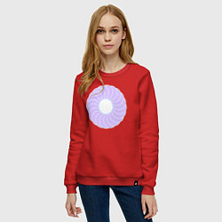 Свитшот хлопковый женский Наслоение окружностей по кругу, цвет: красный — фото 2
