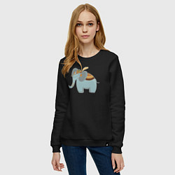Свитшот хлопковый женский Cute elephant, цвет: черный — фото 2