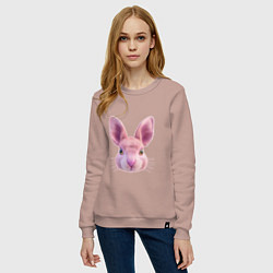 Свитшот хлопковый женский Розовый заяц - портрет кролика, цвет: пыльно-розовый — фото 2
