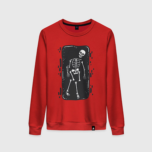 Женский свитшот Скелет в могиле / Красный – фото 1