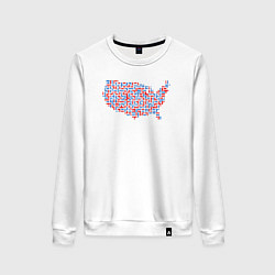 Свитшот хлопковый женский Карта США, цвет: белый
