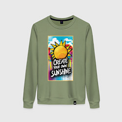 Свитшот хлопковый женский Create your own sunshine, цвет: авокадо