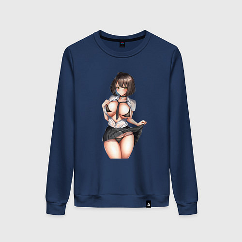 Женский свитшот Ахегао секси герл / Тёмно-синий – фото 1