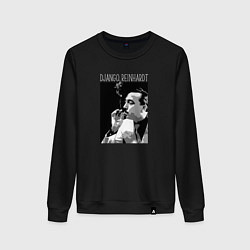 Свитшот хлопковый женский Django Reinhardt legendary jazz guitarist, цвет: черный