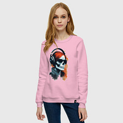 Свитшот хлопковый женский Grunge redhead girl skull, цвет: светло-розовый — фото 2