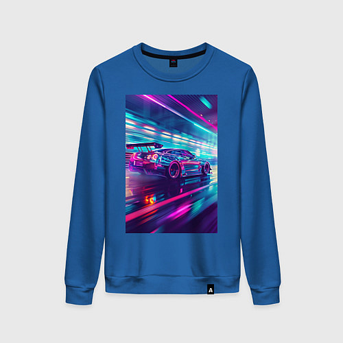 Женский свитшот Nissan Skyline GT-R на скорости / Синий – фото 1