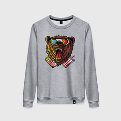 Свитшот хлопковый женский Медведь в кино, цвет: меланж