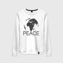 Свитшот хлопковый женский Peace the world, цвет: белый