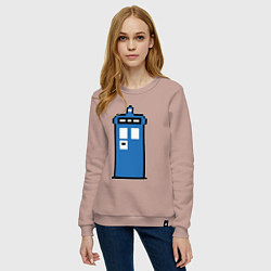 Свитшот хлопковый женский Tardis pixels, цвет: пыльно-розовый — фото 2