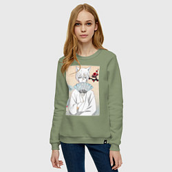 Свитшот хлопковый женский Очень приятно Бог Томоэ, цвет: авокадо — фото 2