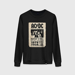 Свитшот хлопковый женский ACDC винтажный постер, цвет: черный