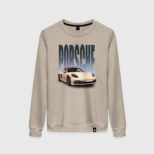 Женский свитшот Porsche 911 Turbo винтажный немецкий автомобиль / Миндальный – фото 1