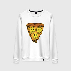 Свитшот хлопковый женский Happy nation pizza, цвет: белый