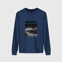 Свитшот хлопковый женский Waves, цвет: тёмно-синий