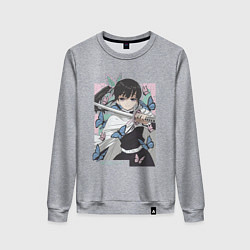 Свитшот хлопковый женский Клинок рассекающий демонов Канао Цуюри квадрат, цвет: меланж