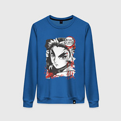Свитшот хлопковый женский Клинок рассекающий демонов Ренгоку demon slayer, цвет: синий