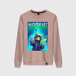 Свитшот хлопковый женский Pikachu - nightmare ai art fantasy, цвет: пыльно-розовый