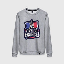 Свитшот хлопковый женский Viva la France, цвет: меланж