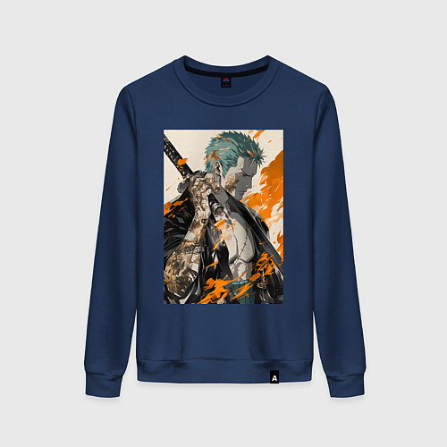 Женский свитшот Ван-Пис Зоро Ророноа фехтовальщик / Тёмно-синий – фото 1