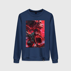 Свитшот хлопковый женский Клинок, рассекающий демонов Тандзиро Камадо дыхани, цвет: тёмно-синий