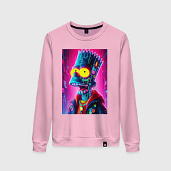 Свитшот хлопковый женский Cyber Bart Simpson - neon glow ai art, цвет: светло-розовый