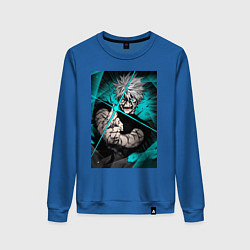 Свитшот хлопковый женский Магическая битва Сатору Годзё пурпурный, цвет: синий