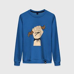 Свитшот хлопковый женский День победы - 9 мая: Георгиевская ленточка, цвет: синий