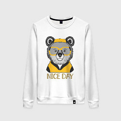 Свитшот хлопковый женский Nice day, цвет: белый
