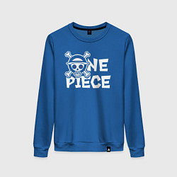 Свитшот хлопковый женский One piece - логотип, цвет: синий