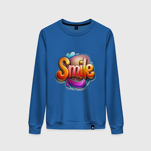 Женский свитшот Текст smile / Синий – фото 1