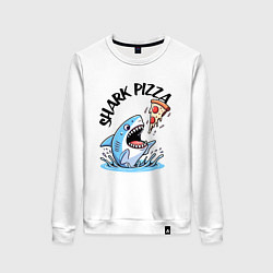 Свитшот хлопковый женский Shark pizza - ai art fantasy, цвет: белый