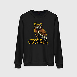 Свитшот хлопковый женский Owls, цвет: черный