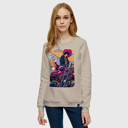 Женский свитшот Ковбой Бибоп Спайк Шпигель Красный дракон / Миндальный – фото 3