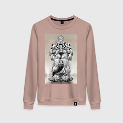 Свитшот хлопковый женский Магическая битва Сукуна Рёмэн истиный облик, цвет: пыльно-розовый