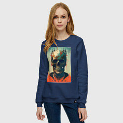 Свитшот хлопковый женский Ai art skull - fantasy, цвет: тёмно-синий — фото 2