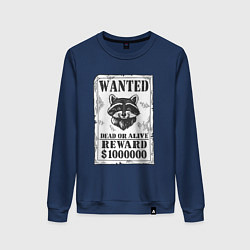 Свитшот хлопковый женский Разыскивается енот, цвет: тёмно-синий