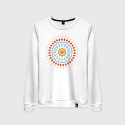 Свитшот хлопковый женский Цветочно-кружевная мандала, цвет: белый