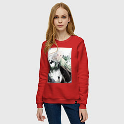 Свитшот хлопковый женский Реинкарнация безработного Сильфиетта арт, цвет: красный — фото 2