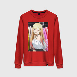 Свитшот хлопковый женский Эта фарфоровая кукла влюбилась, цвет: красный