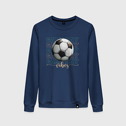 Свитшот хлопковый женский Игра с мячом - vibes, цвет: тёмно-синий
