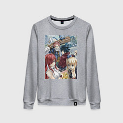 Свитшот хлопковый женский Хвост Феи Эрза Скарлет Грей Фуллбастер, цвет: меланж