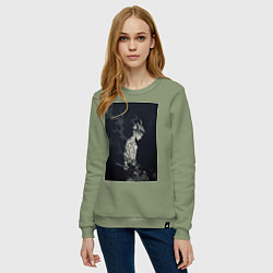 Свитшот хлопковый женский Чёрный клевер Аста антимаг, цвет: авокадо — фото 2