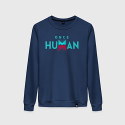 Свитшот хлопковый женский Once human logo, цвет: тёмно-синий