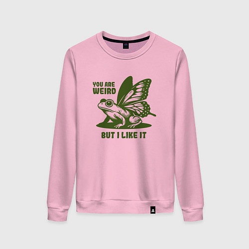 Женский свитшот Лягушка с крыльями ты странный но мне нравится / Светло-розовый – фото 1