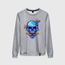 Свитшот хлопковый женский Череп с грибочками, цвет: меланж