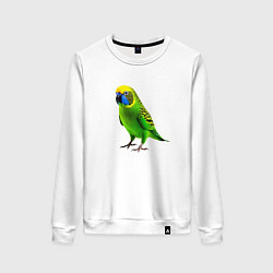 Свитшот хлопковый женский Зеленый попугай, цвет: белый