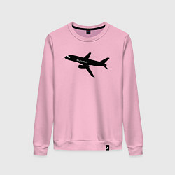 Свитшот хлопковый женский Superjet-100 черный, цвет: светло-розовый