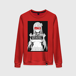 Свитшот хлопковый женский Senpai waifu, цвет: красный