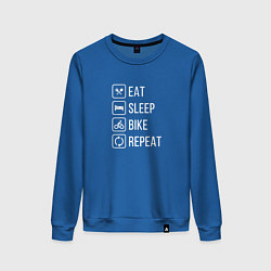 Свитшот хлопковый женский Eat sleep bike repeat, цвет: синий