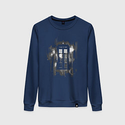 Свитшот хлопковый женский Tardis grey, цвет: тёмно-синий